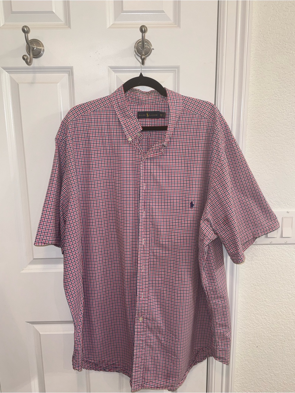 Ralph Lauren Red Check Button-Down Short Sleeve Shirt